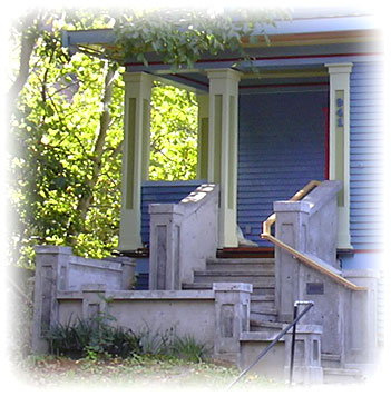 Stairway to a covered porch