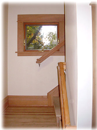 Hardwood stairway from downstairs view