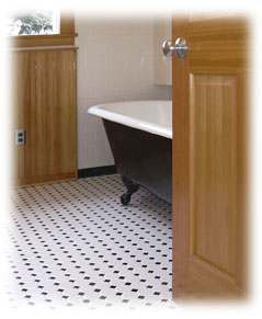 Partial view of the bathroom with a bath tub