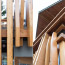 A diptych showing details of a custom exterior wooden railing.